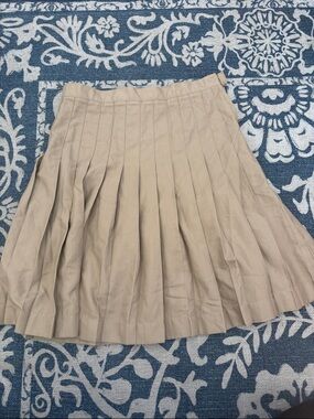 Lands' End Khaki Pleated Circle Skirt